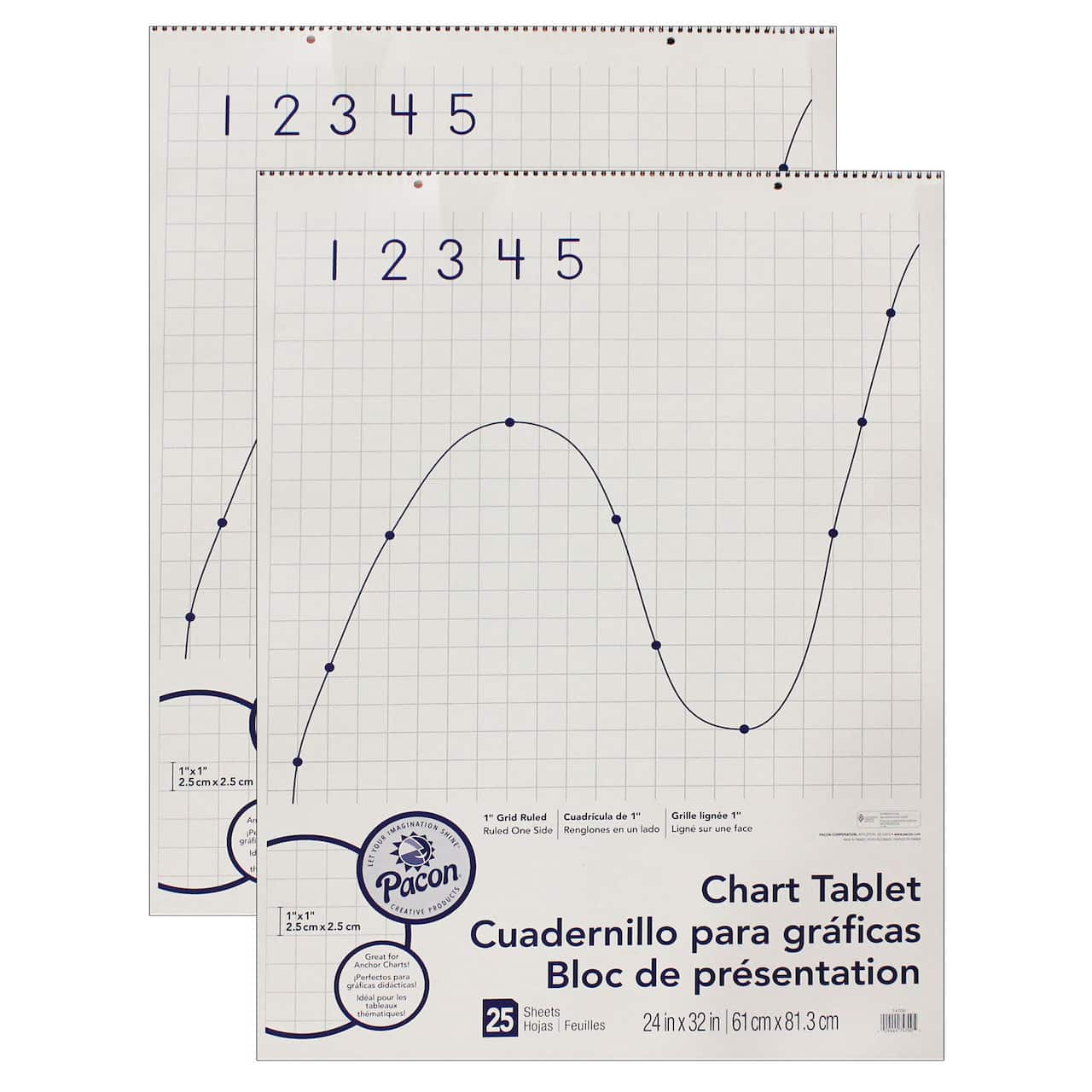 Pacon® 24" x 32" Grid Ruled Chart Tablets, 2 Packs of 25
